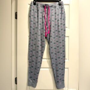 Girls Cat Face Super Soft Drawstring Grey & Pink Pajama Pants Kids Size Large